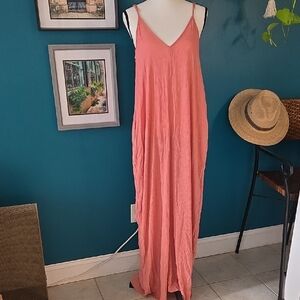 Love Stitch Pink Spaghetti Strap Sundress With Pockets
